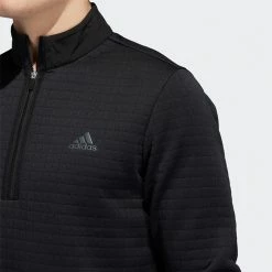 Adidas DWR 1/4 Zip Golf Sweater -Golf Sweaters Sales Adidas AW22 DWR Quarter Zip Left Chest HM8280 SWADI322 Black Model 3
