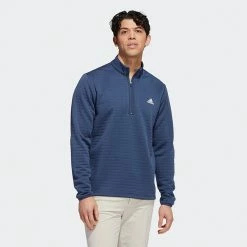 Adidas DWR 1/4 Zip Golf Sweater 9 Adidas DWR 1/4 Zip Golf Sweater -Golf Sweaters Sales Adidas AW22 DWR Quarter Zip Left Chest HM8282 SWADI323 Crew Navy Model 1