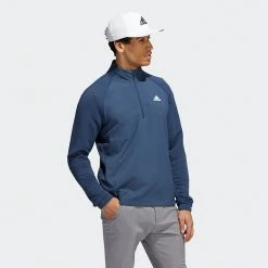 Adidas Statement 1/4 Zip Golf Sweater 12 Adidas Statement 1/4 Zip Golf Sweater -Golf Sweaters Sales Adidas AW22 Fleece Quarter Zip Pullover HT1322 SWADI313 Crew Navy Model 1
