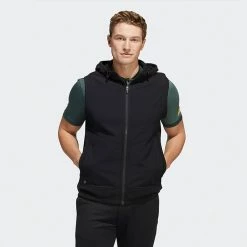 Adidas Statement Full Zip Hooded Golf Vest 9 Adidas Statement Full Zip Hooded Golf Vest -Golf Sweaters Sales Adidas AW22 Hoodie Vest HF6566 SWADI314 L Black Model 1
