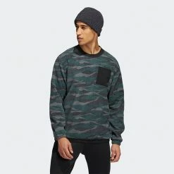 Adidas Texture Print Crew Golf Sweater 9 Adidas Texture Print Crew Golf Sweater -Golf Sweaters Sales Adidas AW22 Texture Print Crewneck HF6523 SWADI320 Black Grey Six Shadow Green Model 1