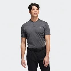 Adidas Texture Stripe Golf Polo Shirt -Golf Sweaters Sales Adidas AW22 Texture Stripe Polo Shirt HM7392 SHADI697 Black Grey Model 1