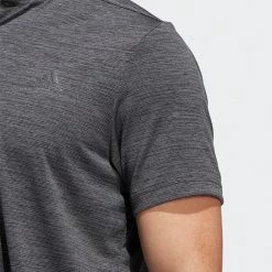 Adidas Texture Stripe Golf Polo Shirt -Golf Sweaters Sales Adidas AW22 Texture Stripe Polo Shirt HM7392 SHADI697 Black Grey Model 2