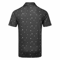 Adidas All Over Print Golf Polo Shirt -Golf Sweaters Sales Adidas AW22 Allover Print Polo Shirt HF9045 SHADI689 Black White Grey Three Back