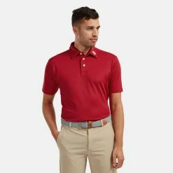 FootJoy Stretch Pique Solid Golf Polo Shirt 9 FootJoy Stretch Pique Solid Golf Polo Shirt -Golf Sweaters Sales FOOTJOY PERF SS SHIRT ATH RED Model 1