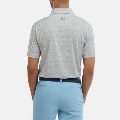 FootJoy Digital Camo FJ Print Lisle Golf Polo Shirt -Golf Sweaters Sales FootJoy SS22 Digital Camo FJ Print Lisle Golf Polo Shirt Grey 88438 Front model 3