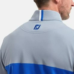 FootJoy Colour Blocked Chill-Out 1/2 Zip Golf Pullover 10 FootJoy Colour Blocked Chill-Out 1/2 Zip Golf Pullover -Golf Sweaters Sales FootJoy SS22 Colour Blocked Chill Out 1 2 Zip Golf Sweater Dove Grey Royal 88403 model 2