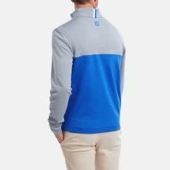 FootJoy Colour Blocked Chill-Out 1/2 Zip Golf Pullover 11 FootJoy Colour Blocked Chill-Out 1/2 Zip Golf Pullover -Golf Sweaters Sales FootJoy SS22 Colour Blocked Chill Out 1 2 Zip Golf Sweater Dove Grey Royal 88403 model 3