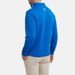 FootJoy Diamond Jacquard Chill-Out 1/4 Zip Golf Pullover -Golf Sweaters Sales FootJoy SS22 Diamond Jacquard Chill Out 1 4 Zip Golf Sweater Cobalt White 88454 model 3