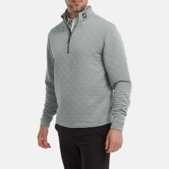 FootJoy Diamond Jacquard Chill-Out 1/4 Zip Golf Pullover 9 FootJoy Diamond Jacquard Chill-Out 1/4 Zip Golf Pullover -Golf Sweaters Sales FootJoy SS22 Diamond Jacquard Chill Out 1 4 Zip Golf Sweater Grey Charcoal 88453 model 1