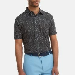 FootJoy Digital Camo FJ Print Lisle Golf Polo Shirt 9 FootJoy Digital Camo FJ Print Lisle Golf Polo Shirt -Golf Sweaters Sales FootJoy SS22 Digital Camo FJ Print Lisle Golf Polo Shirt Black 88437 Model 1