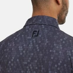 FootJoy Digital Camo FJ Print Lisle Golf Polo Shirt -Golf Sweaters Sales FootJoy SS22 Digital Camo FJ Print Lisle Golf Polo Shirt Navy 88436 model 2
