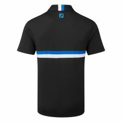 FootJoy Double Chest Band Pique Golf Polo Shirt -Golf Sweaters Sales FootJoy SS22 Double Chest Band Pique Golf Polo Shirt Black Cobalt White 88441 Back