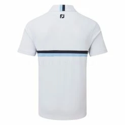 FootJoy Double Chest Band Pique Golf Polo Shirt -Golf Sweaters Sales FootJoy SS22 Double Chest Band Pique Golf Polo Shirt White Navy Light Blue 88443 back