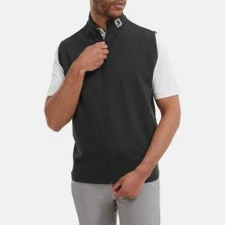 FootJoy Knit Full Zip Golf Vest -Golf Sweaters Sales FootJoy SS22 Knit Full Zip Golf Vest Black 88455 model 1