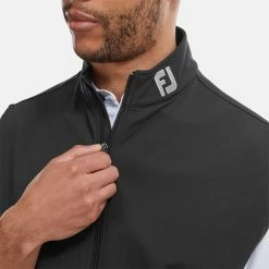 FootJoy Knit Full Zip Golf Vest -Golf Sweaters Sales FootJoy SS22 Knit Full Zip Golf Vest Black 88455 model 2