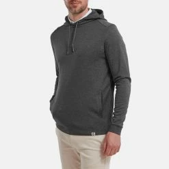 FootJoy Lightweight Golf Hoodie -Golf Sweaters Sales FootJoy SS22 Lightweight Golf Hoodie Heather Charcoal 88449 model 1