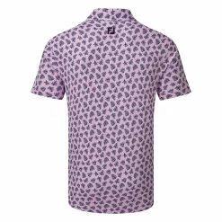 FootJoy Shadow Palm Print Pique Golf Polo Shirt -Golf Sweaters Sales FootJoy SS22 Shadow Palm Print Pique Golf Polo Shirt Lavender Navy 88373 Back