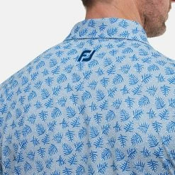FootJoy Shadow Palm Print Pique Golf Polo Shirt 10 FootJoy Shadow Palm Print Pique Golf Polo Shirt -Golf Sweaters Sales FootJoy SS22 Shadow Palm Print Pique Golf Polo Shirt Dove Grey Royal 88376 model 2