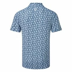 FootJoy Shadow Palm Print Pique Golf Polo Shirt -Golf Sweaters Sales FootJoy SS22 Shadow Palm Print Pique Golf Polo Shirt Ink Dusk Blue 88375 Back