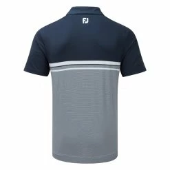 FootJoy Engineered Heather Striped Lisle Golf Polo Shirt -Golf Sweaters Sales FootJoy AW21 Engineered Stripe Lisle Polo Shirt 84466 Code SHFOO183 M Navy White Back