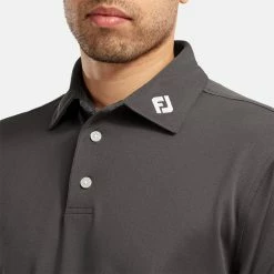 FootJoy Stretch Pique Solid Golf Polo Shirt -Golf Sweaters Sales FootJoy SS21 Stretch Pique Solid Polo Shirt 92420 Code SHFOO164 Charcoal Model 2