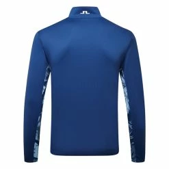 Jlindeberg J.Lindeberg Emanuel 1/4 Zip Golf Sweater -Golf Sweaters Sales J.Lindeberg Emanuel 1 4 Zip Golf Sweater Navy Peony Hibiscus Blue White GMJS07416 0337 SWLIN087 Back