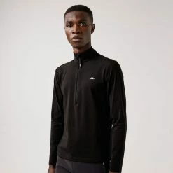 Jlindeberg J.Lindeberg Luke 1/2 Zip Golf Sweater -Golf Sweaters Sales J.Lindeberg AW21 Luke 1 2 Zip Sweater SMJSO4437 Code SWLIN021 L Black White Model 1