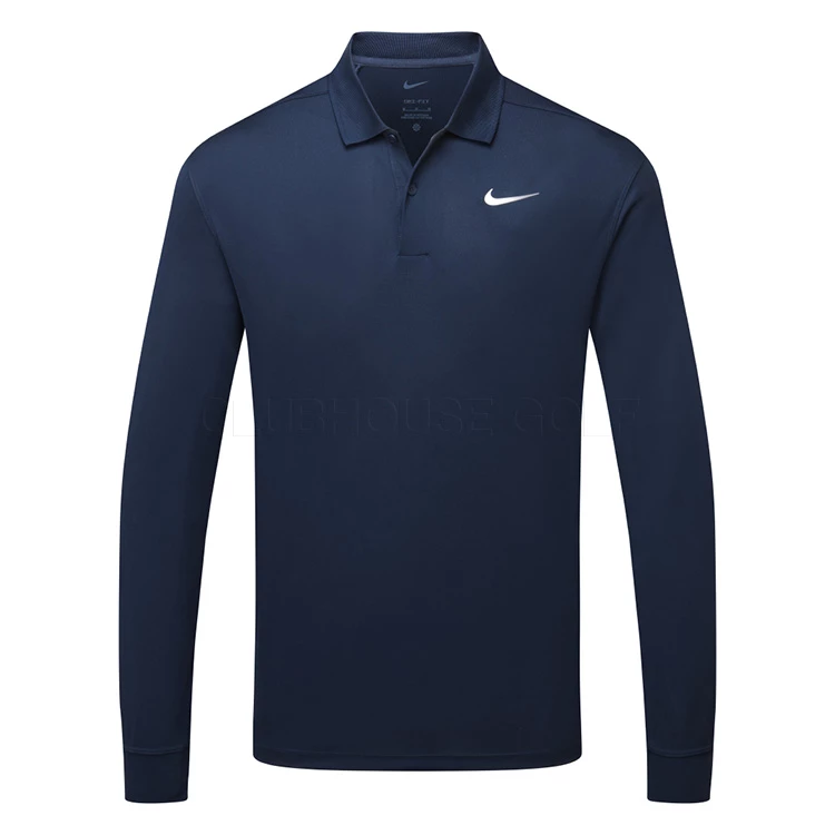 Nike Dry Victory Solid Long Sleeve Golf Polo Shirt 1 Nike Dry Victory Solid Long Sleeve Golf Polo Shirt