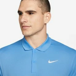 Nike Dry Victory Solid Golf Polo Shirt -Golf Sweaters Sales Nike SS22 Dry Victory Solid Golf Polo Shirt DH0822 412 M SHNIK780 University Blue White model 2