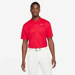 Nike Dry Victory Solid Golf Polo Shirt -Golf Sweaters Sales Nike SS22 Dry Victory Solid Golf Polo Shirt DH0822 657 M University Red White Model 1