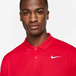Nike Dry Victory Solid Golf Polo Shirt -Golf Sweaters Sales Nike SS22 Dry Victory Solid Golf Polo Shirt DH0822 657 M University Red White Model 2