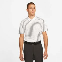 Nike Dry Victory Stripe Golf Polo Shirt -Golf Sweaters Sales Nike SS22 Dry Victory Stripe Golf Polo Shirt DH0829 100 M White Black model 1