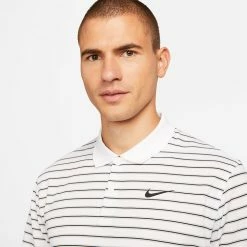 Nike Dry Victory Stripe Golf Polo Shirt -Golf Sweaters Sales Nike SS22 Dry Victory Stripe Golf Polo Shirt DH0829 100 M White Black model 2
