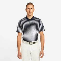 Nike Dry Victory Stripe Golf Polo Shirt -Golf Sweaters Sales Nike SS22 Dry Victory Stripe Golf Polo Shirt DH0829 451 M Obsidian White model 1