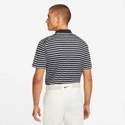 Nike Dry Victory Stripe Golf Polo Shirt -Golf Sweaters Sales Nike SS22 Dry Victory Stripe Golf Polo Shirt DH0829 451 M Obsidian White model 3