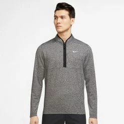 Nike Dry Victory Heather 1/2 Zip Golf Sweater -Golf Sweaters Sales Nike SS22 Victory Heather 1 2 Zip Golf Sweater Black Black White DH1261 010 SWNIK247 M Model 1