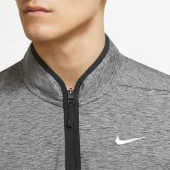 Nike Dry Victory Heather 1/2 Zip Golf Sweater -Golf Sweaters Sales Nike SS22 Victory Heather 1 2 Zip Golf Sweater Black Black White DH1261 010 SWNIK247 M Model 2