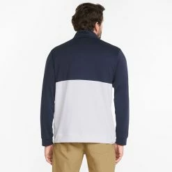 Puma Gamer Colour Block 1/4 Zip Golf Popover 11 Puma Gamer Colour Block 1/4 Zip Golf Popover -Golf Sweaters Sales PUMA SS22 Gamer Colorblock 1 4 Zip Sweater Code 532985 02 SWPUM236 M Navy Blazer Bright White Model 3