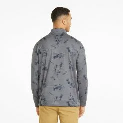 Puma Cloudspun Lowlands 1/4 Zip Golf Popover -Golf Sweaters Sales Puma Cloudspun Lowlands 1 4 Zip Golf Popover Quiet Shade Heather 537067 02 SWPUM258 Model 3
