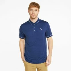 Puma Cloudspun Monarch Golf Polo Shirt -Golf Sweaters Sales Puma Cloudspun Monarch Golf Polo Shirt Blazing Blue Heather High Rise 530991 24 SHPUM644 Model 1