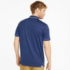 Puma Cloudspun Monarch Golf Polo Shirt -Golf Sweaters Sales Puma Cloudspun Monarch Golf Polo Shirt Blazing Blue Heather High Rise 530991 24 SHPUM644 Model 3
