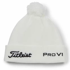 Titleist Tour Pom Pom Golf Beanie -Golf Sweaters Sales Titleist Tour Pom Pom Golf Beanie White Black 3
