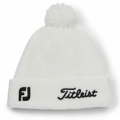 Titleist Tour Pom Pom Golf Beanie -Golf Sweaters Sales Titleist Tour Pom Pom Golf Beanie White Black 4