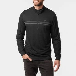 TravisMathew Hot Cocoa 1/2 Zip Golf Sweater -Golf Sweaters Sales Travis Mathew AW21 Hot Cocoa Sweater 1MV370 0BSH Code SWTRA012 M Black Sharkskin Model 1