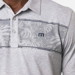 TravisMathew Make Camp Golf Polo Shirt -Golf Sweaters Sales Travis Mathew SS21 Make Camp Golf Polo Shirt 1MW145 Code SHTRA048 Heather Light Grey Model 2