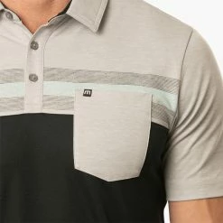 TravisMathew Salad Days Golf Polo Shirt -Golf Sweaters Sales Travis Mathew SS21 Salad Days Golf Polo Shirt 1MW110 SHTRA056 S Heather Light Grey Model 2