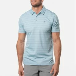 TravisMathew Tahoe Golf Polo Shirt -Golf Sweaters Sales Travis Mathew SS21 Tahoe Polo Shirt 1MW154 Code SHTRA034 M Heather Delphinium Model 1