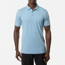 TravisMathew The Heater Golf Polo Shirt Black -Golf Sweaters Sales Travis Mathew SS21 The Heater Golf Polo Shirt 1MW395 Code SHTRA040 M Heather Heritage Blue Model 1