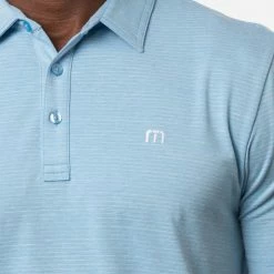 TravisMathew The Heater Golf Polo Shirt Black -Golf Sweaters Sales Travis Mathew SS21 The Heater Golf Polo Shirt 1MW395 Code SHTRA040 M Heather Heritage Blue Model 2